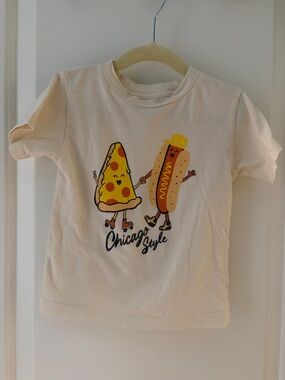 Kids Cream Graphic Tee — Chicago Style Pizza & Hot Dog